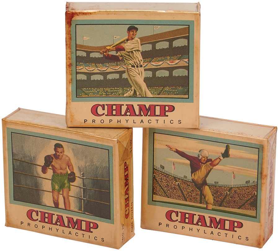 Ted Williams & Jack Dempsey Rare 12-Count Prophylactics (3 Sealed Packs!)