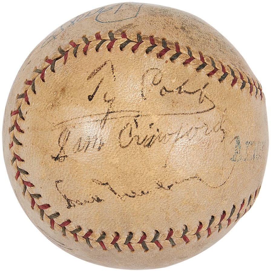 Baseball Autographs - Hall of Famers Signed Baseball with Ruth, Williams and Cobb