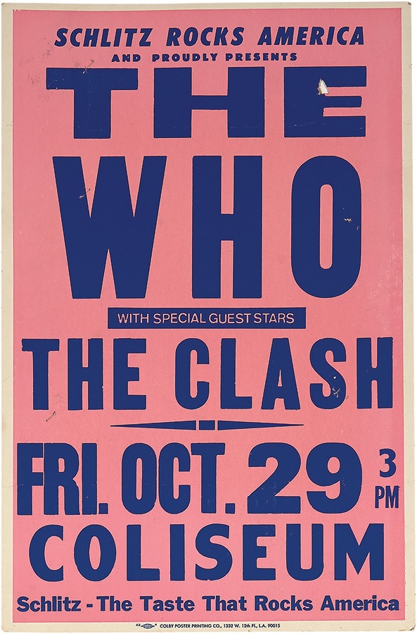 Rock 'N' Roll - 1982 The Who & The Clash Concert Poster