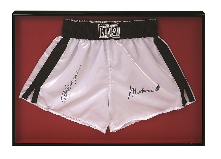 Muhammad Ali & Boxing - Muhammad Ali & Joe Frazier Signed Boxing Trunks
