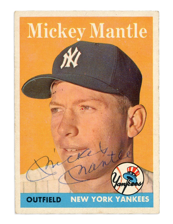Mantle and Maris - 1958 Topps #150 Mickey Mantle Signed