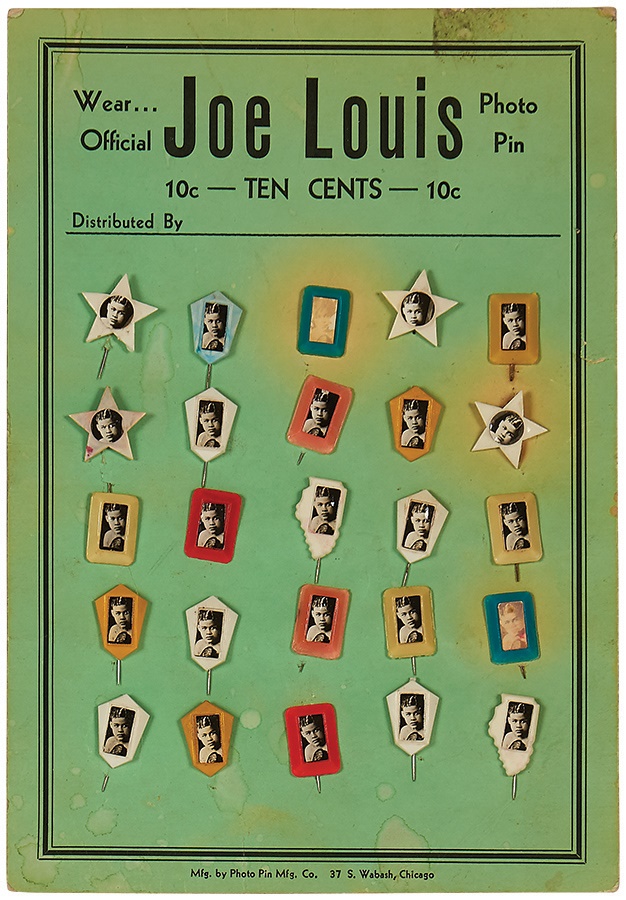 - 1930's Joe Louis Photo Pins On Original Card
