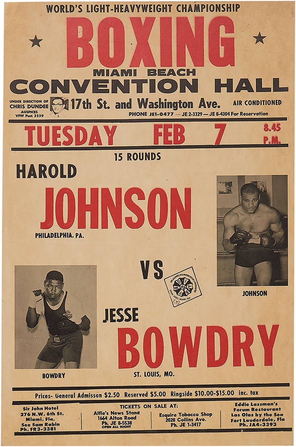 Muhammad Ali & Boxing - 1961 Cassius Clay vs. Jim Robinson On-Site Fight Poster (Clay's 4th Pro Fight!)