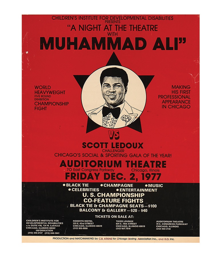 Muhammad Ali & Boxing - 1977 Muhammad Ali vs. Scott Ledoux On-Site Exhibition Poster