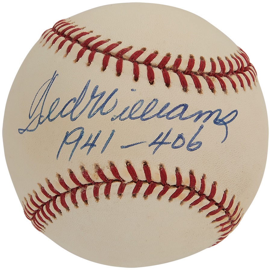 - Ted Williams Signed Baseball With 1941- 406 Inscription