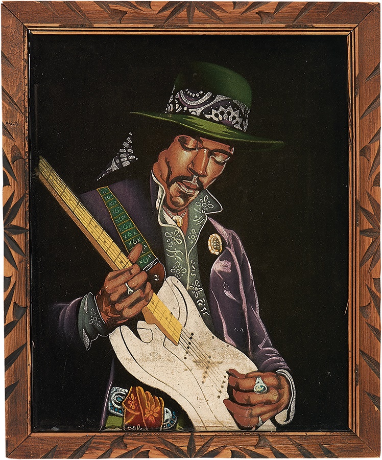 Rock 'N' Roll - Circa 1970 Jim Hendrix Velvet Painting