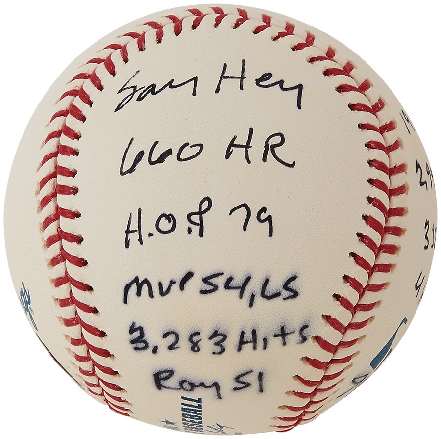 Baseball Autographs - Willie Mays Signed Statistics Baseball