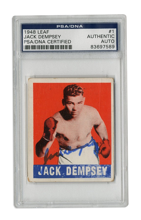 Muhammad Ali & Boxing - Jack Dempsey Signed #1 1948 Leaf Card (ex-Vic Grayber)