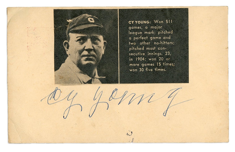 Baseball Autographs - Cy Young Signed 1955 Government Post Card