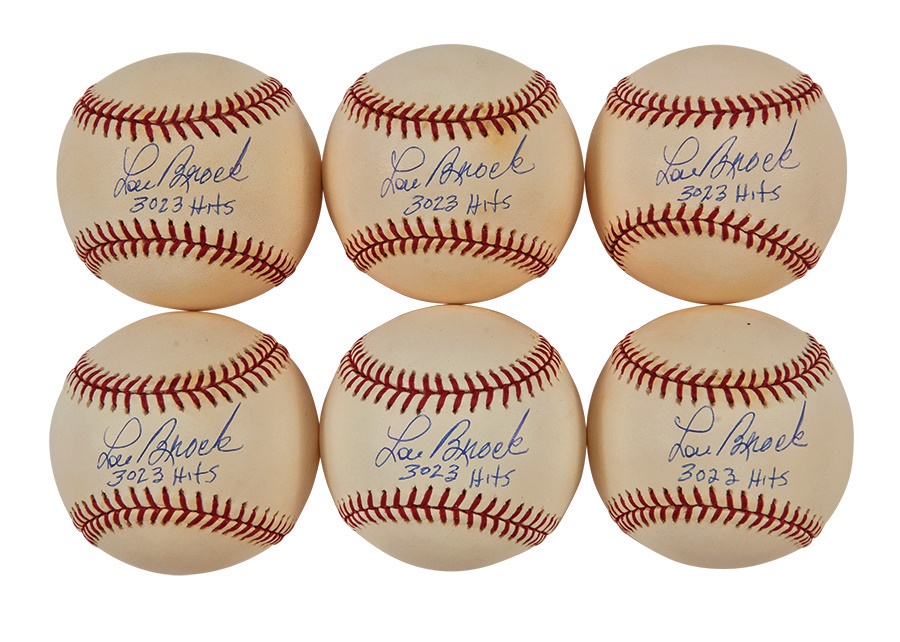 Lou Brock "3023 Hits" Single Signed Baseballs (81)