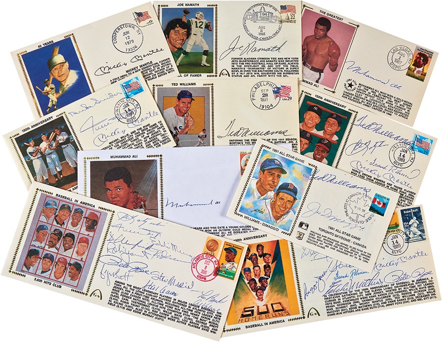 Baseball Autographs - Exceptional Collection of Gateway Covers Including Mantle, Ali, Williams & Multi Signed (21)