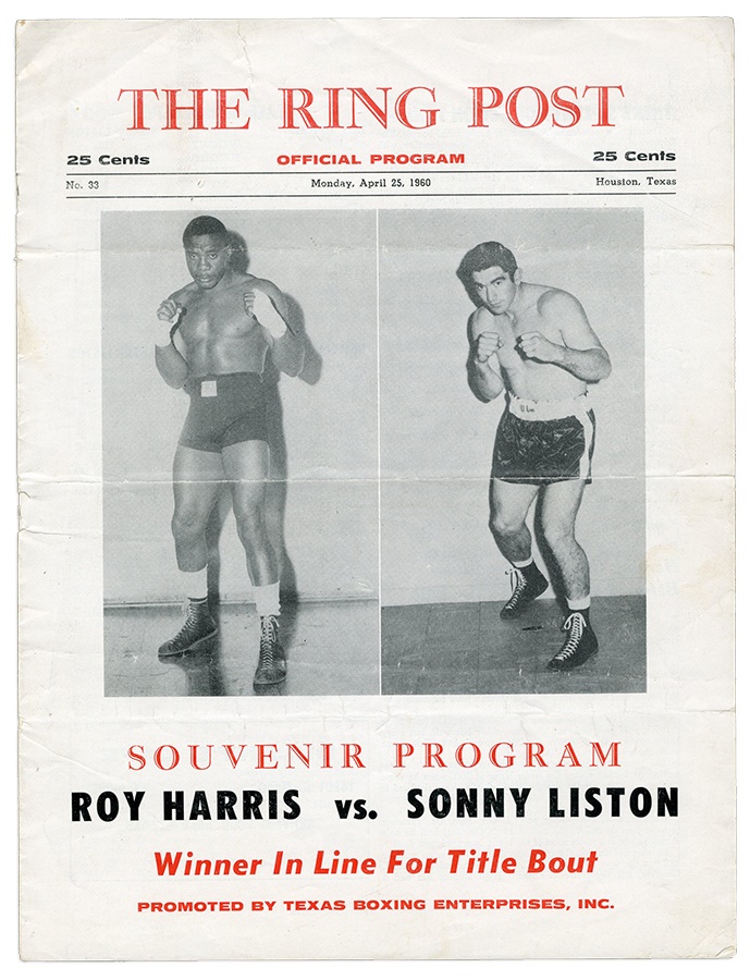 Muhammad Ali & Boxing - 1960 Sonny Liston Vs. Roy Harris Program