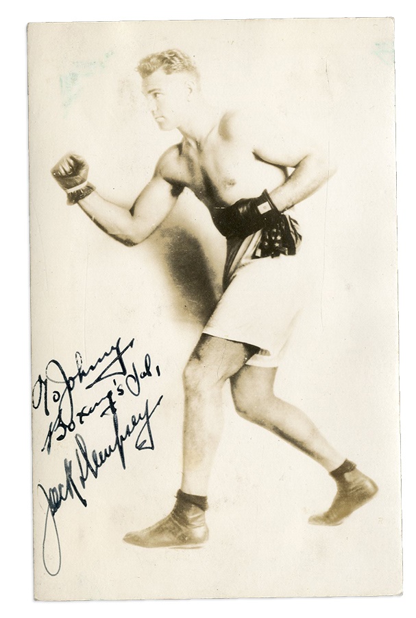 Muhammad Ali & Boxing - 1920's Jack Dempsey Autograph Real Photo Postcard