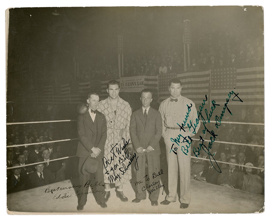 - 1933 Max Schmeling & Jack Dempsey Signed Photograph with Semitic Content