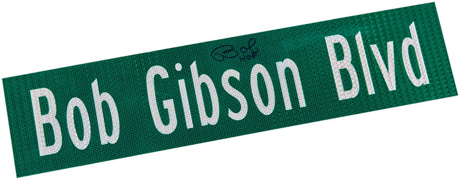 - Two Bob Gibson Signed Street Signs