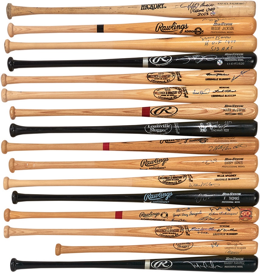 Baseball Autographs - Signed Bat Collection Including 500 HR Members (13)