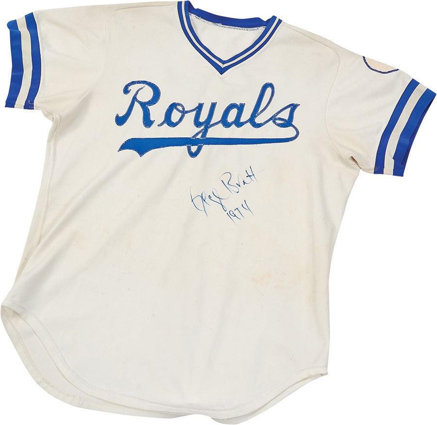 Baseball Equipment - Circa 1974 George Brett Signed Kansas City Royals Professional Model Jersey
