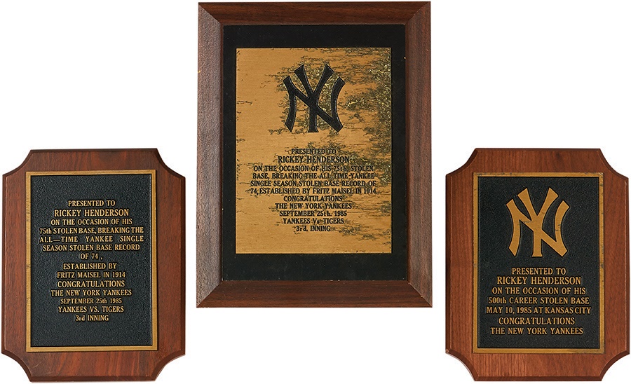 - NY Yankees Rickey Henderson Award Plaques (3)