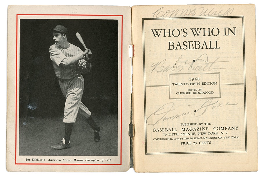 Ruth and Gehrig - Babe Ruth, Jimmie Foxx & Connie Mack Signed Who's Who
