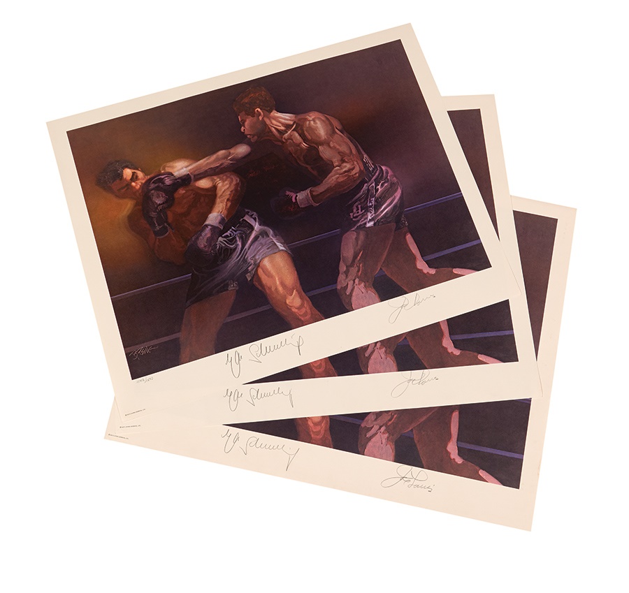 Muhammad Ali & Boxing - Joe Louis Vs. Max Schmeling Double Signed 1973 Limited Edition Prints (3)