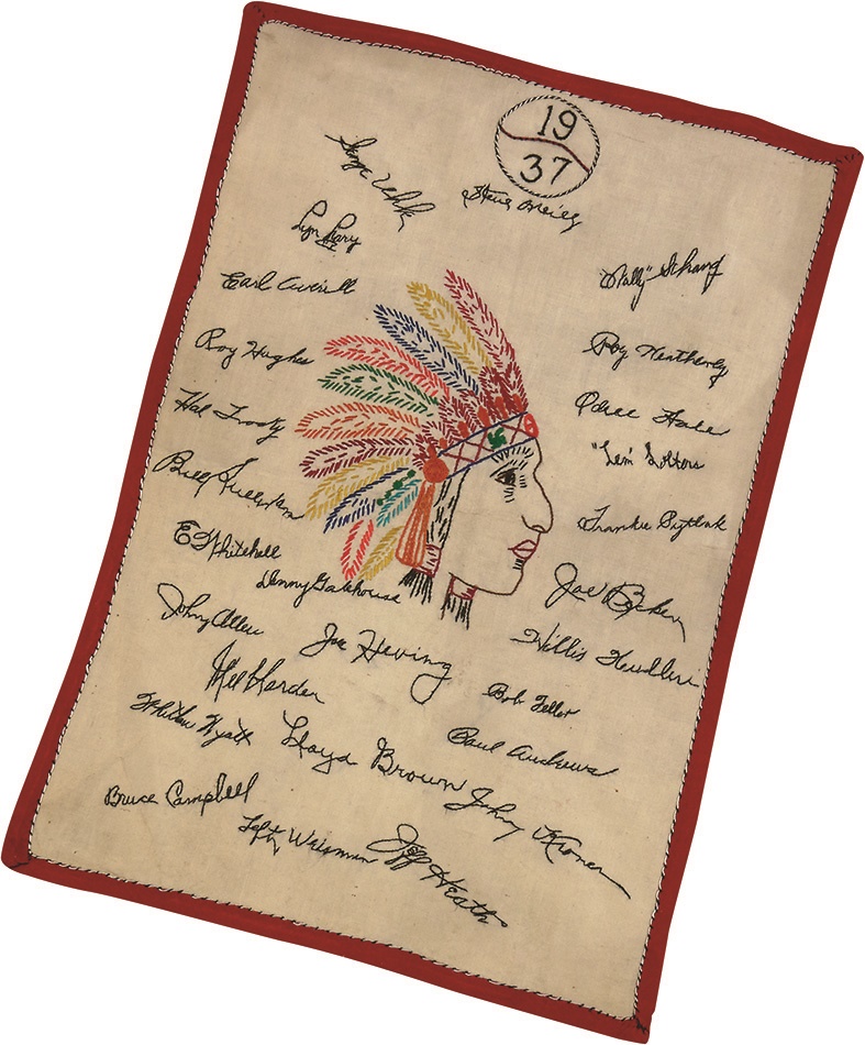 Sports Fine Art - 1937 Cleveland Indians Folk Art Embroidery