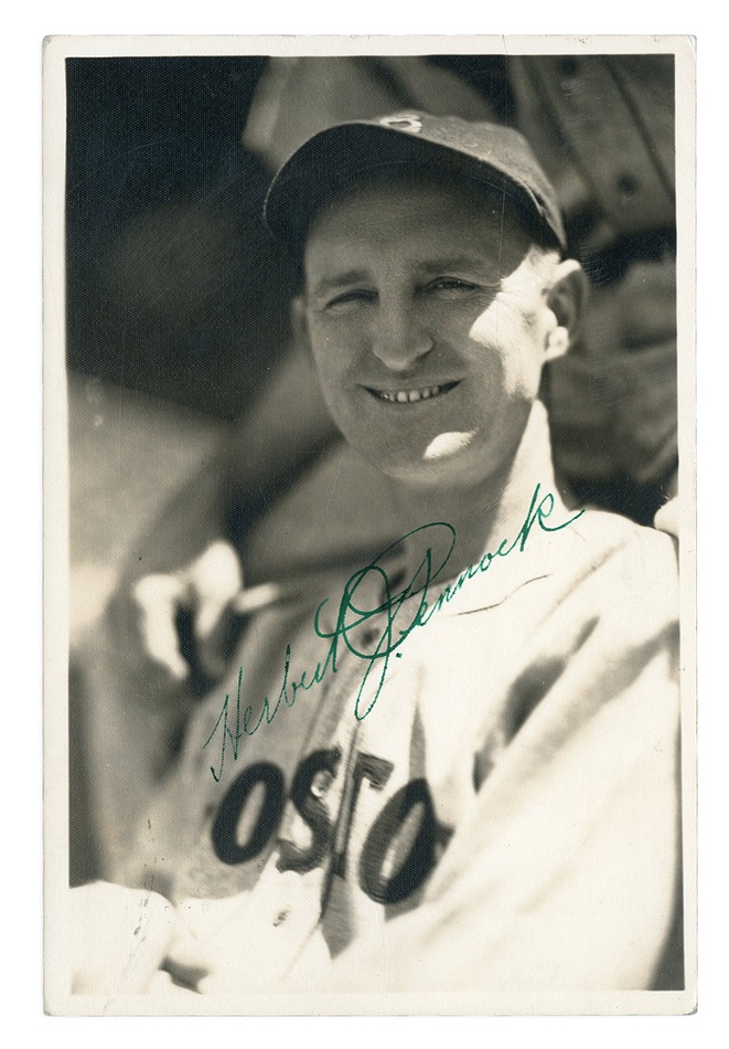 Baseball Autographs - Herb Pennock Signed George Burke Photograph