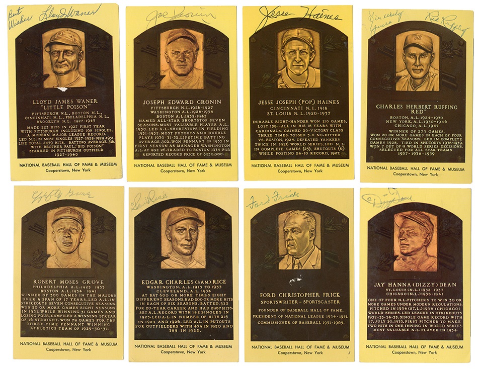 Baseball Autographs - Yellow HOF Plaque Collection Including Dizzy Dean (39)