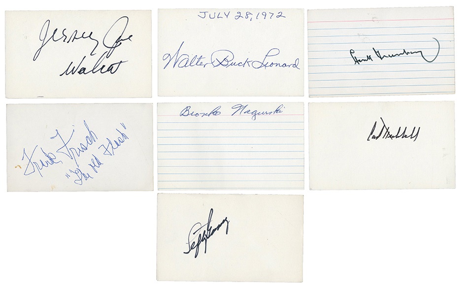 Baseball Autographs - Multi-Sport Signed 3x5 Cards with SEVEN Hank Greenberg's (80)
