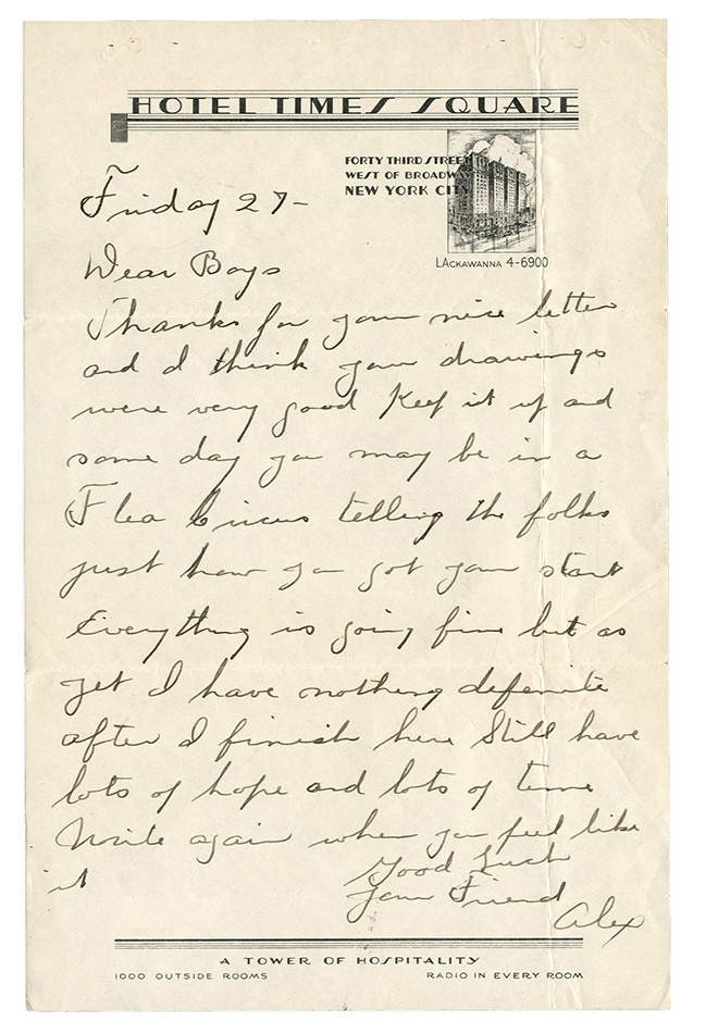 - Grover Cleveland Alexander Handwritten Letter