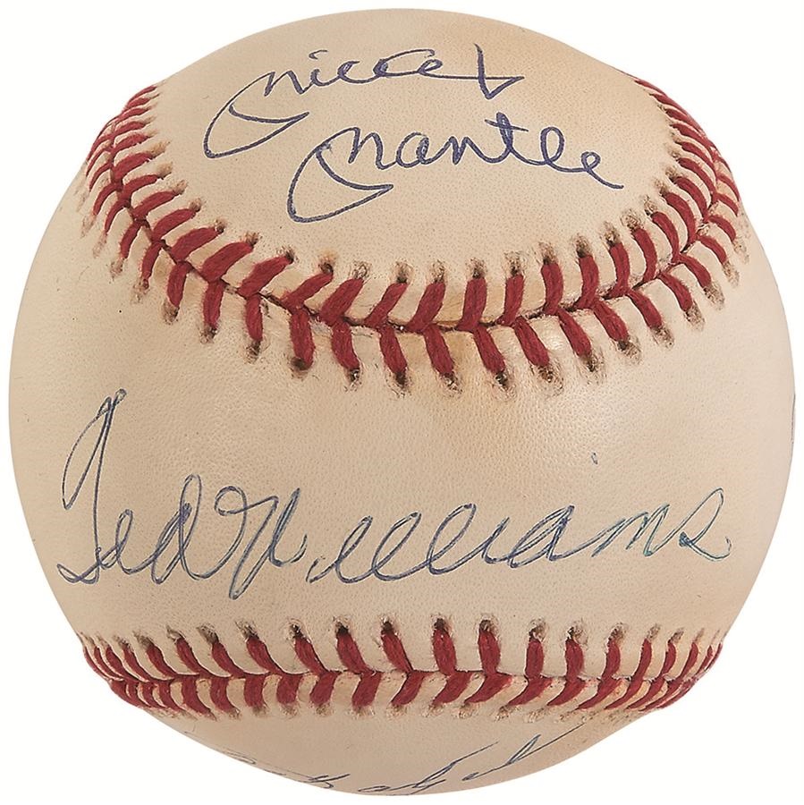 Baseball Autographs - Triple Crown Signed Baseball With Mantle & Williams (UDA)