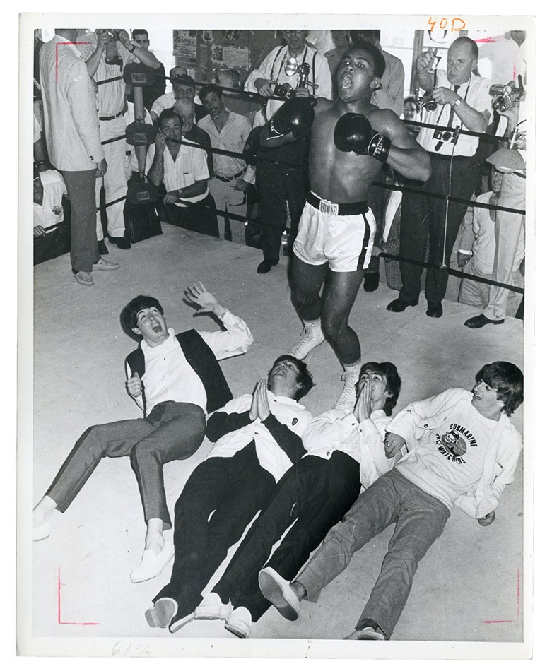 Muhammad Ali & Boxing - 1964 Cassius Clay & The Beatles Published Wire Photo