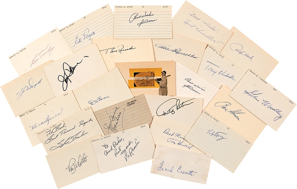 Baseball Autographs - Tough 1950s-60s NY Yankee Deceased 3x5 Cards (24) From Bud Baker Collection