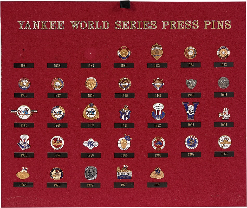 NY Yankees, Giants & Mets - New York Yankees Complete Press Pin Collection 1926-1981 (30)