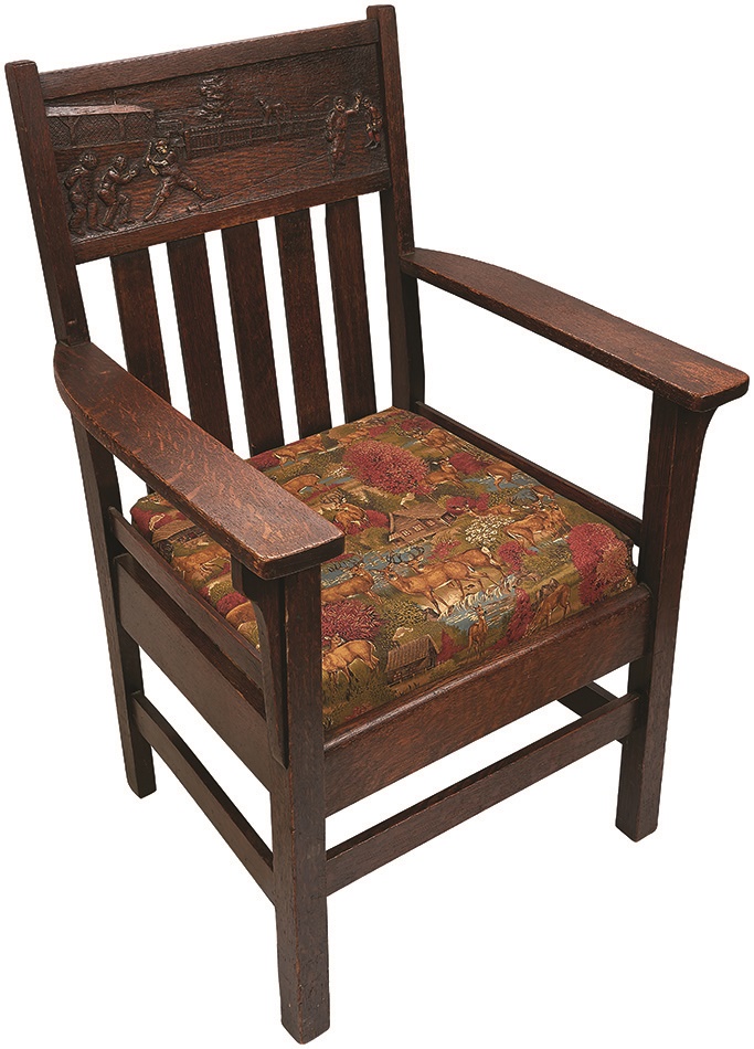 19th Century - Mission Oak Baseball Chair in Rare Original Paint