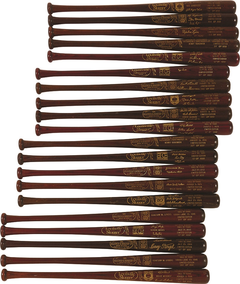 Baseball Equipment - Large Collection of Hall of Fame Brown Bats (56)