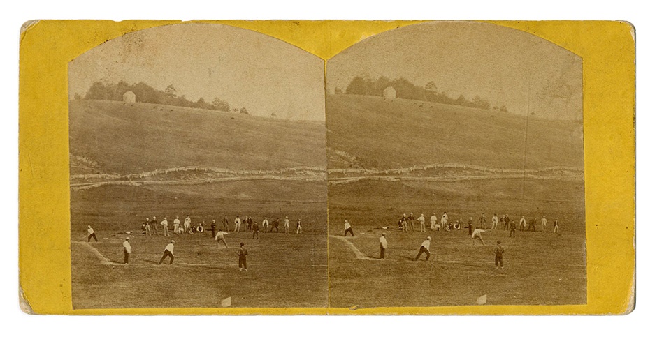 19th Century - Remarkable 1860s Baseball Stereo Card