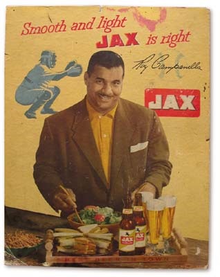 - 1950's Roy Campanella Jax Beer Advertising Sign