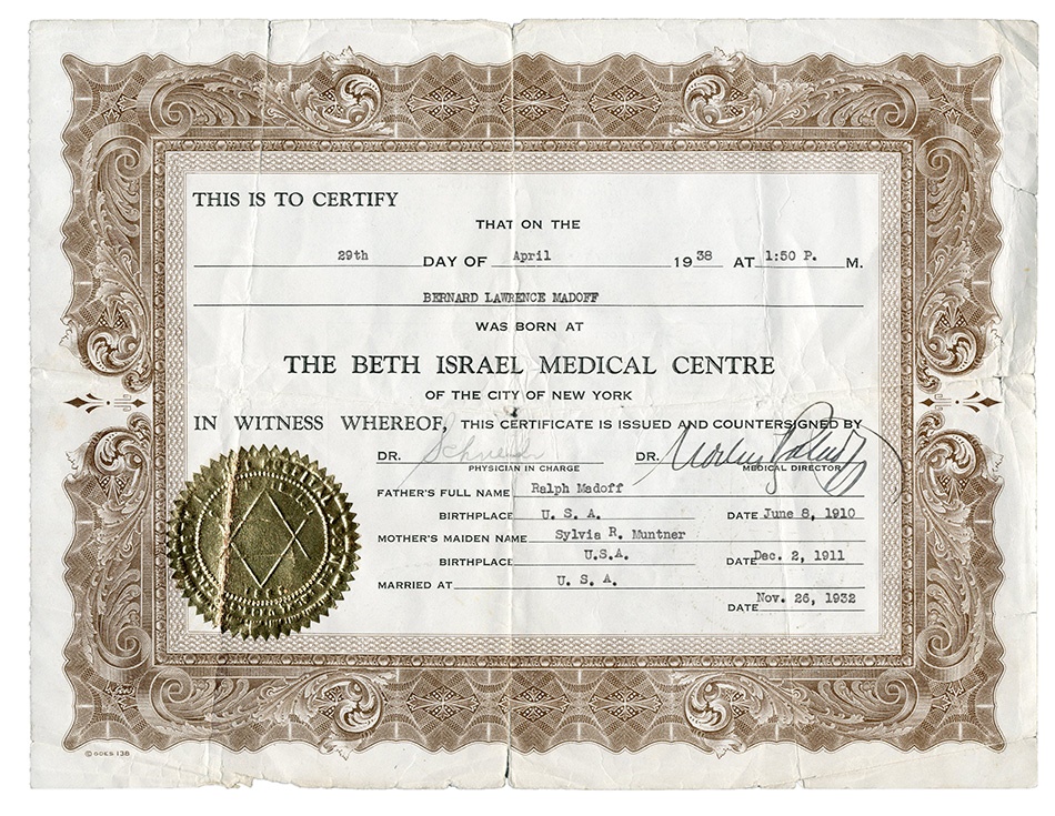 - Bernie Madoff Original Birth Certificate