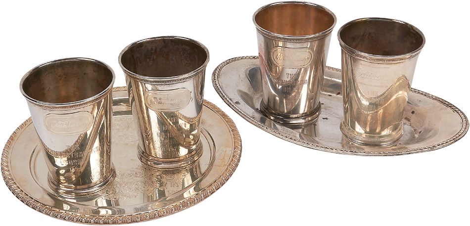 Oaklawn Silver Plated Mint Julep Cups & Tray (6 Pieces)