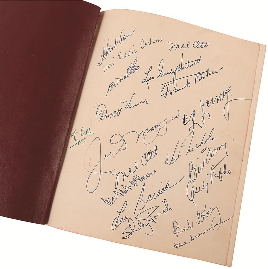 - Cooperstown Book Signed By Ty Cobb, Cy Young, Mel Ott (2) & Others