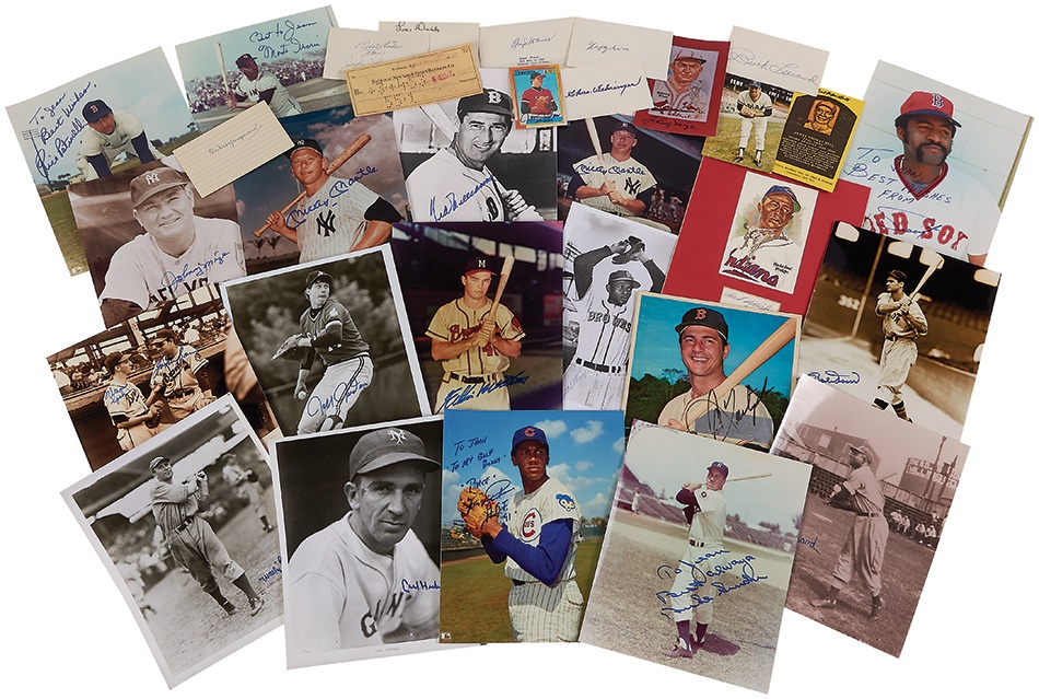 Baseball Autographs - Baseball Autograph Collection Including Mantle, Williams, Paige & Berg (20+)
