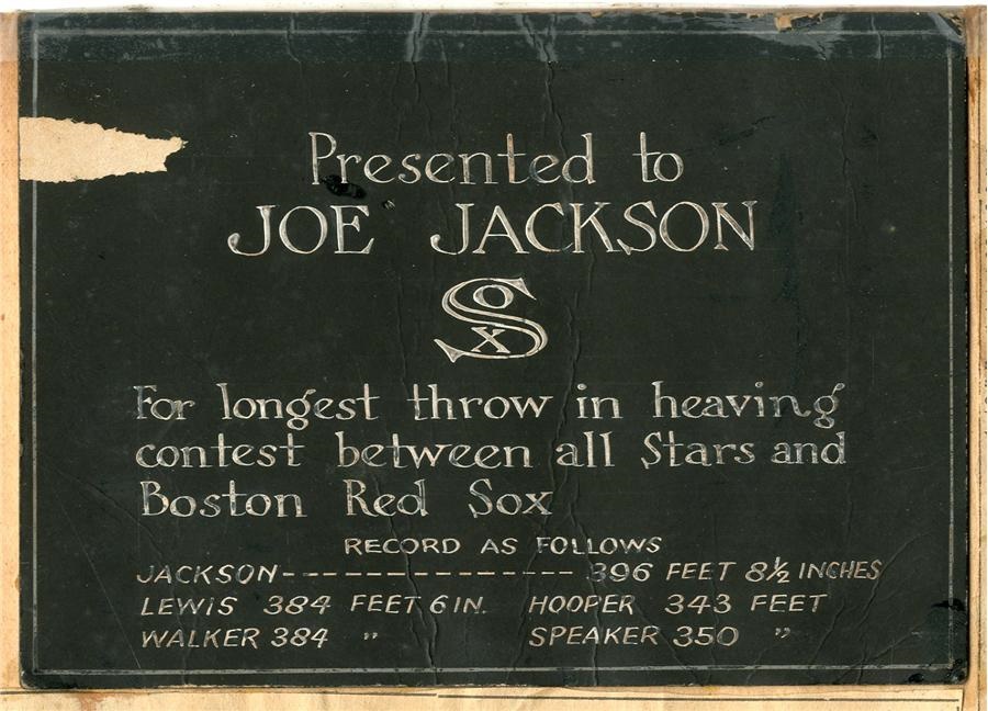 1915 Joe Jackson Throwing Contest Award