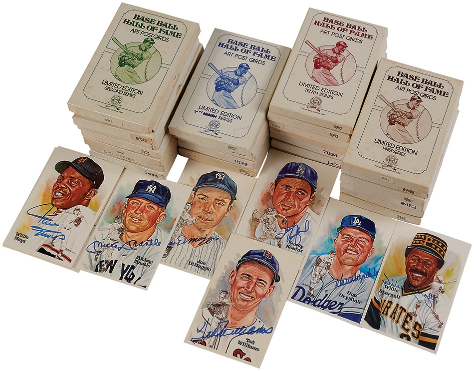 Perez Steele Signed HOF Postcard Collection Including Mantle, Williams, DiMaggio, Koufax & More (140+)