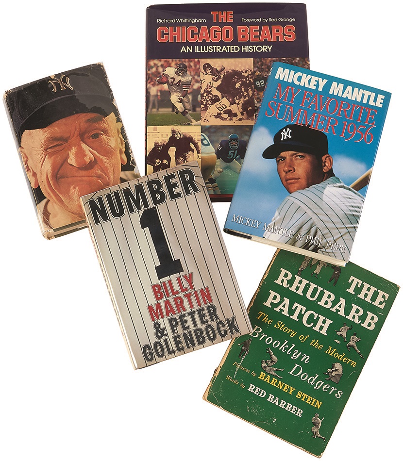 Signed Book Collection Including Mickey Mantle, Billy Martin & Casey Stengel (5)