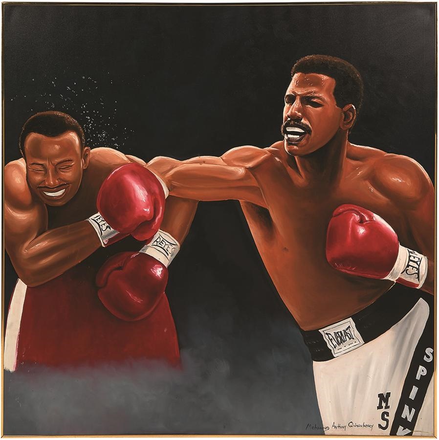 - Michael Spinks Huge Oil On Canvas by Noted African American Artist, Commissioned by Butch Lewis