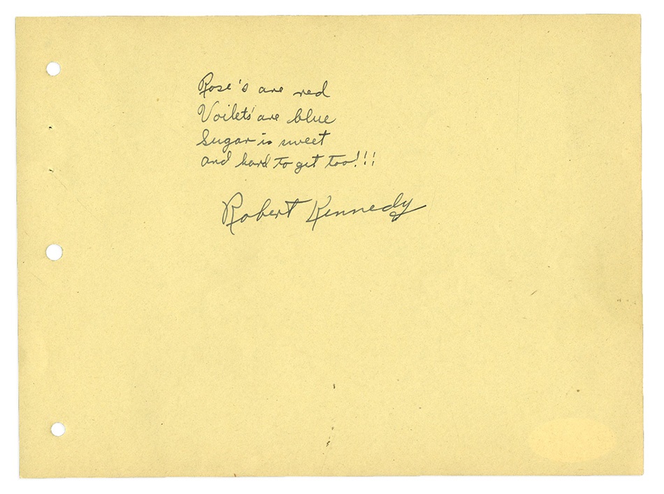 One of the Earliest Known Robert F. Kennedy Autographs (PSA)