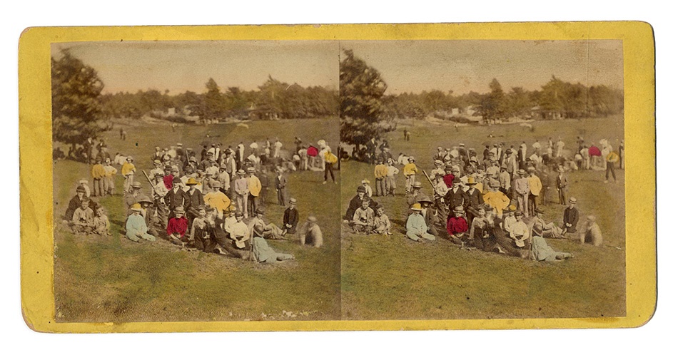 19th Century - 1860s "Baseball Day" by Anthony Special Handcolored Baseball Stereocard