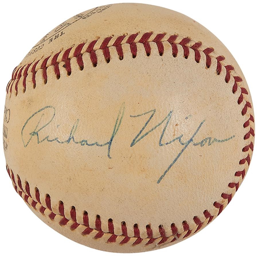 Baseball Autographs - Richard Nixon Single Signed Baseball