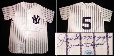 - Rare Joe DiMaggio "Yankee Clipper" Signed Jersey
