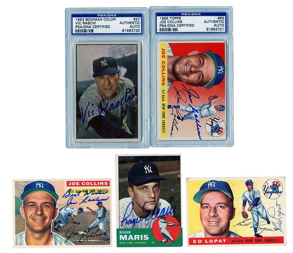 NY Yankees, Giants & Mets - New York Yankees Signed Cards with Roger Maris (5)